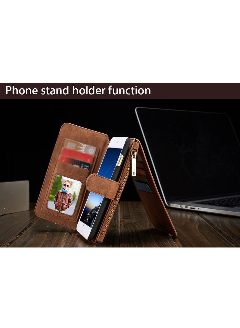 CaseMe iPhone 6 / 6S 4.7inch Magnetic Detachable 2 in 1 Multi-functional Retro Leather Wallet Case 14 Card Slots + 1 Zipper Wallet for (iPhone 6 / 6S 4.7'')  - Image 4