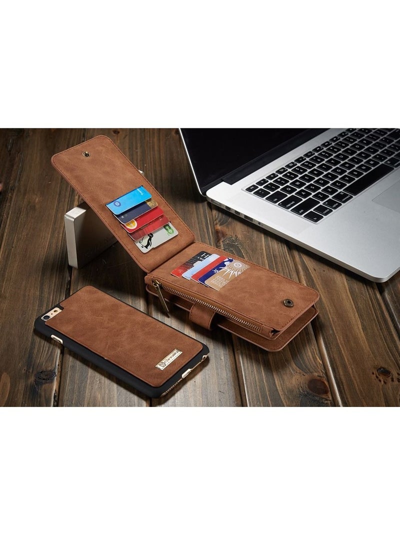 CaseMe iPhone 6 / 6S 4.7inch Magnetic Detachable 2 in 1 Multi-functional Retro Leather Wallet Case 14 Card Slots + 1 Zipper Wallet for (iPhone 6 / 6S 4.7'')  - Image 2