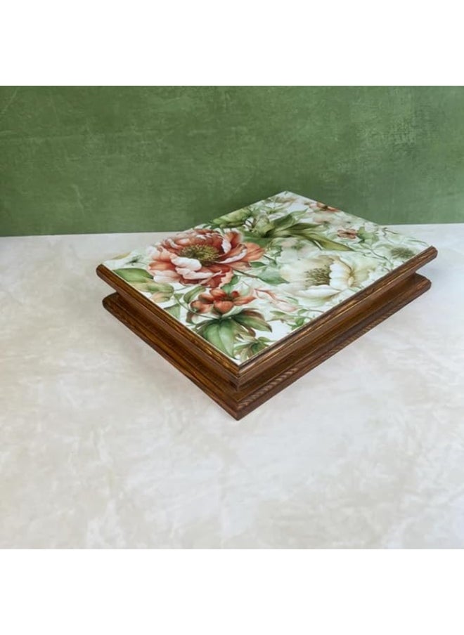 TR Designs TR Designs Wooden Cutlery Storage Box with Lid Floral Dance  - Image 2