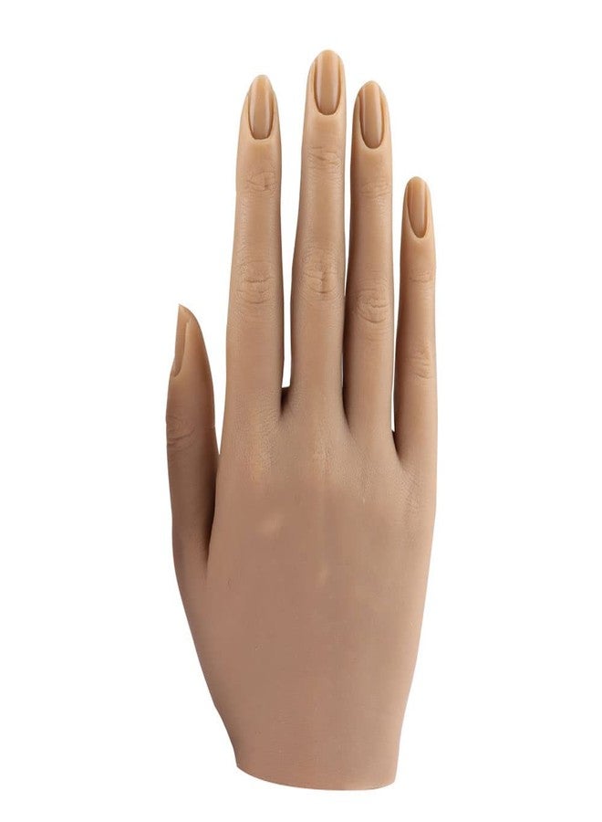 KnowU Nail Hand Practice Silicone Female Mannequin Life Size Hand as Sketch Nail Practice Hands Jewelry Ring Glove Watch Display with Nail 18cm (Right hand, Light brown) - Image 1
