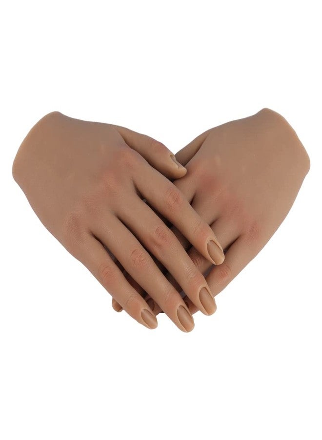 KnowU Nail Hand Practice Silicone Female Mannequin Life Size Hand as Sketch Nail Practice Hands Jewelry Ring Glove Watch Display with Nail 18cm (Right hand, Light brown) - Image 5