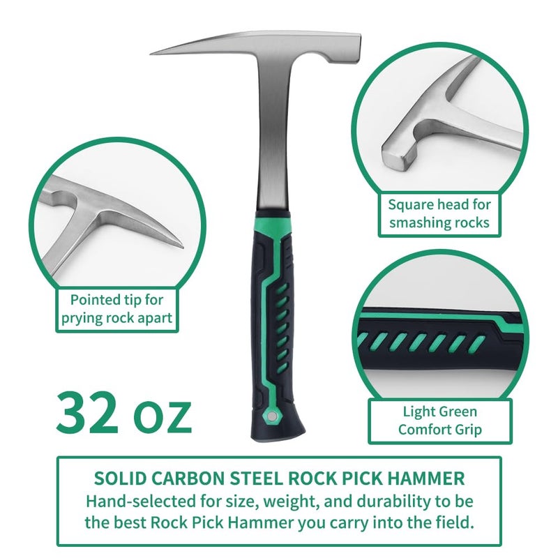 YTYLSJ 16-Piece Geological Rock Hammer Kit, Portable 32-ounce Hammer and Chisel Backpack Set, Suitable for Rock Hunting, Gold Mining,Ideal Choice for Beginners and Enthusiasts - Image 3