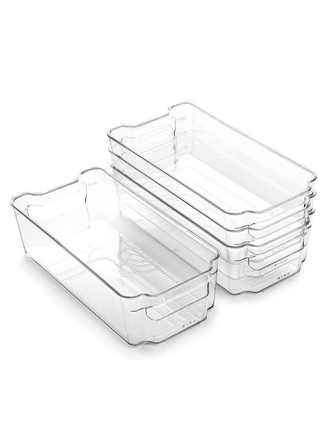 BINO | Stackable Storage Bins, Medium - 4 Pack | The Stacker Collection | Clear Plastic Storage Bins | Organization and Storage Containers for Pantry & Fridge | Multi-Use Organizer Bins | BPA-Free - Image 1
