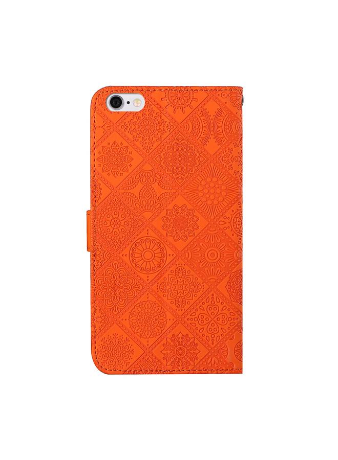 اس-توب جراب جلدي أفقي قابل للطي بتصميم منقوش على الطراز العرقي مع حامل وفتحات للبطاقات ومحفظة وحبل لهاتف iPhone 6 Plus - Image 4