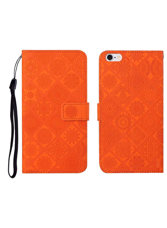 اس-توب جراب جلدي أفقي قابل للطي بتصميم منقوش على الطراز العرقي مع حامل وفتحات للبطاقات ومحفظة وحبل لهاتف iPhone 6 Plus - Image 1