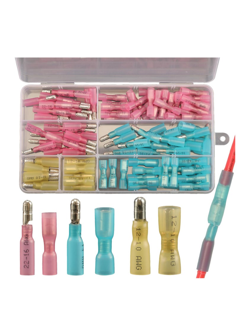Excefore Heat Shrink Bullet Wire Connectors Kit, 110 Pcs Waterproof Electrical Female & Male Bullet Butt Terminals, Bullet Terminals Wire Connectors, Marine Grade Bullet Connectors - Image 1