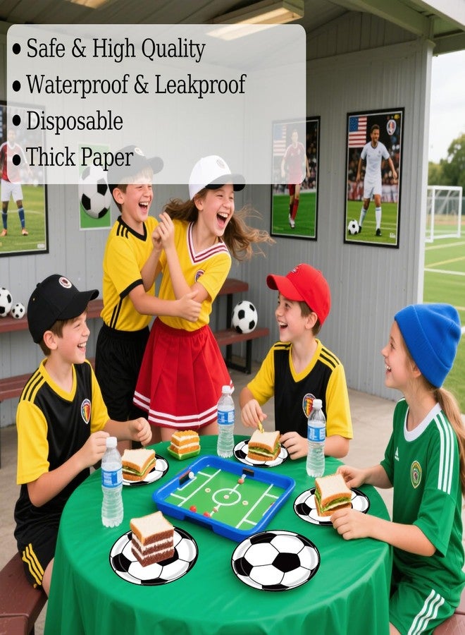 KFJBPB 50PCS Soccer Party Paper Plates 7 Inch, Disposable Soccer Birthday Party Supplies Cake Dessert Plates for Birthday Baby Shower Sports Theme Decorations (Soccer) - Image 3