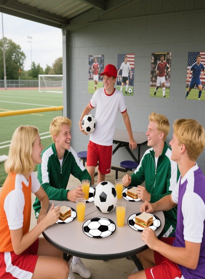KFJBPB 50PCS Soccer Party Paper Plates 7 Inch, Disposable Soccer Birthday Party Supplies Cake Dessert Plates for Birthday Baby Shower Sports Theme Decorations (Soccer) - Image 5