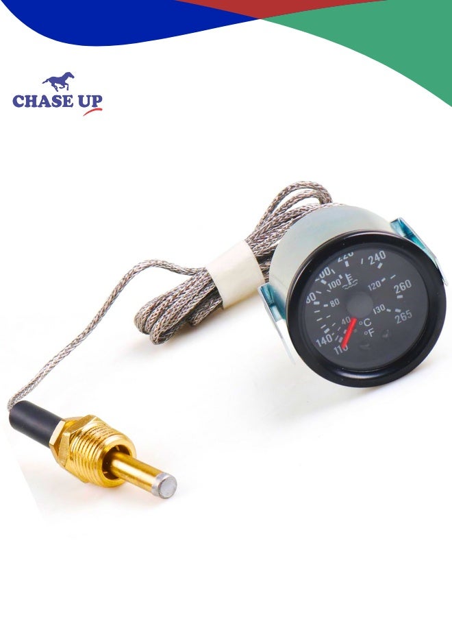 Chase Up 2" 52mm Pointer Mechanical Water Temp Gauge Water Temperature 12V Temp Gauge Yellow Light Car Meter with Sensor NPT 1/2 - Image 1