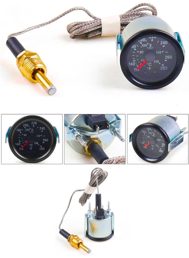 Chase Up 2" 52mm Pointer Mechanical Water Temp Gauge Water Temperature 12V Temp Gauge Yellow Light Car Meter with Sensor NPT 1/2 - Image 2
