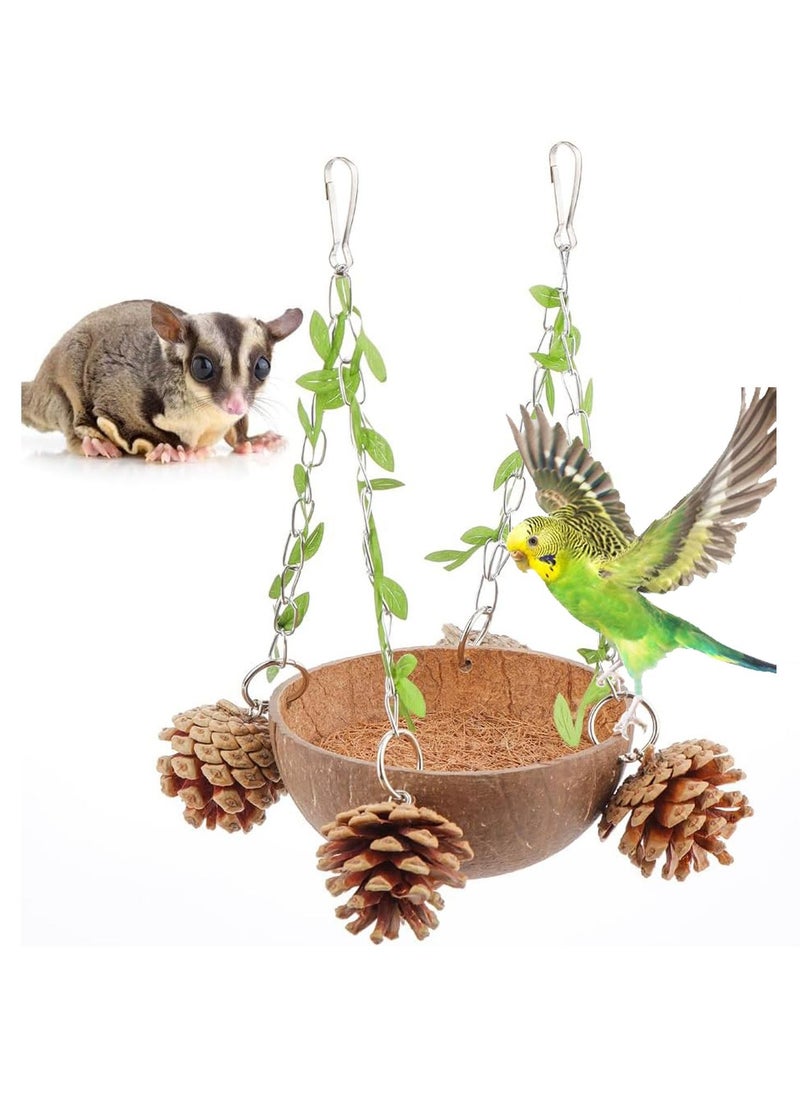 Bird Natural Coconut Nest Sugar Glider Hanging Swing Toy with Coconut Fiber Mat for Small Bird Parrot Parakeet Sugar Glider - pzsku/Z86359D24ED3CBCAADB41Z/45/_/1719481144/b92ddb50-bfac-4dc9-bc46-f8fdf4fa7531