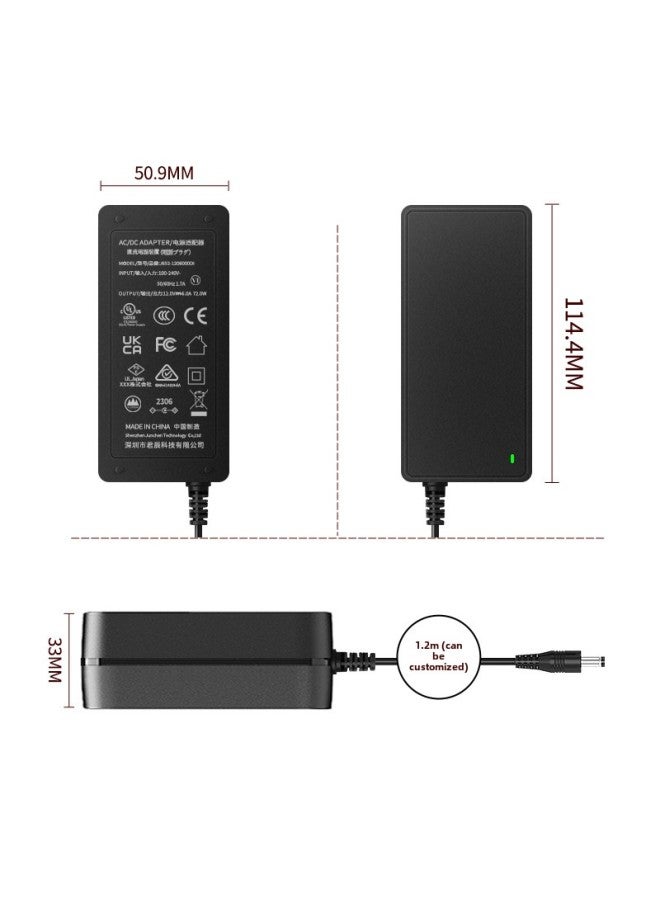 12v6a Power Adapter Printer Engraving Machine 72W Water Pump Water Purifier Over Recognition 24v3a Power Adapter-Color:12V6A Power Adapter Product Word-Specifications:DC1.2 M DC5521 * 10mm