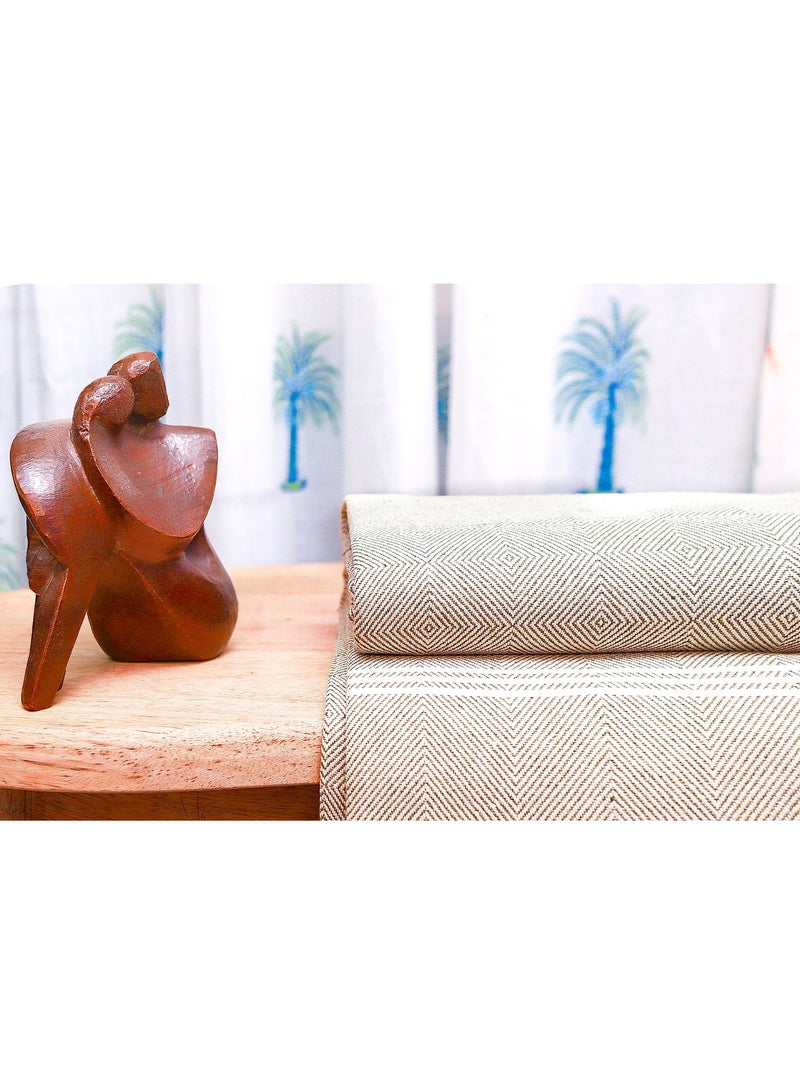 OJARIYA Brown and White Handwoven Premium Organic Handloom Soft Cotton Throw Blanket  - Image 3