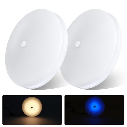 acegoo RV Ceiling Dome Light 4.5 Inch 12V Overhead LED Puck Light for Motorhome Boat Camper Trailer Truck Car, Surface Mount CRI90+ 2-Pack (3000K with Blue Nightlight) - Image 1