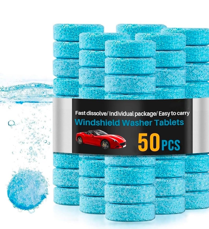 Herboking 50 Pcs Car Windshield Glass Cleaner Tablets in Concentrate Solid Tablet Foam Car Wiper Detergent [1 TAB=2 LTR Windshield Liquid] - Image 1
