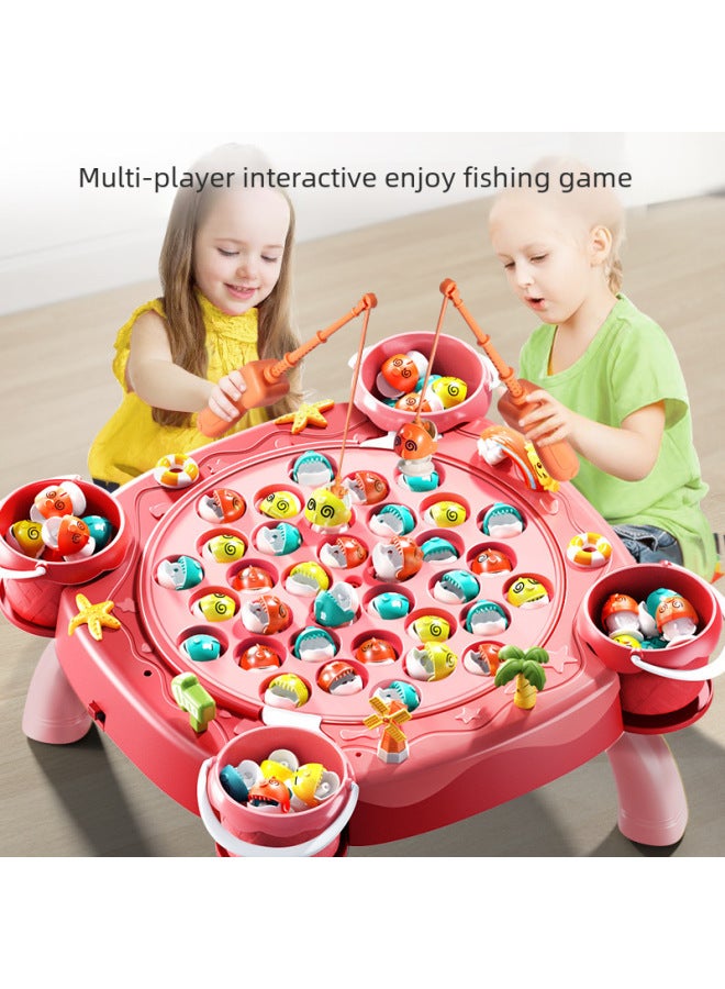 Electric Magnetic Diaoyutai Children's Early Education Educational Music Interactive Play-house Toys For Boys And Girls Gifts-Color:Increased Blue Belt Table Leg [45 Magnetic Fish 4 Barrels 8 Pole 4 Stereo Scene]]  - Image 2