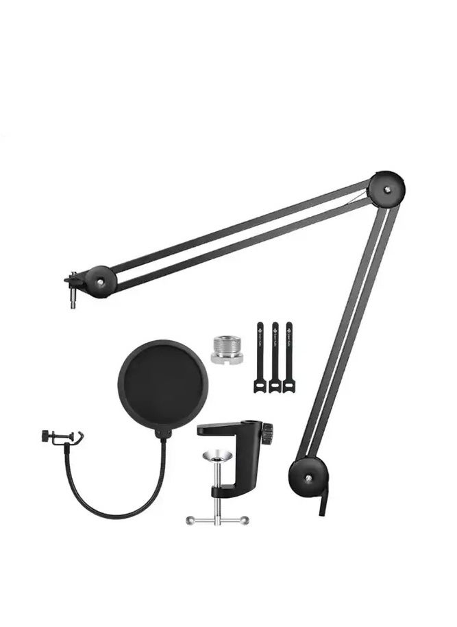 Generic - Boom Arm, Foldable Desktop Mic Boom Arm Fully Adjustable 360°Rotatable Microphone Arm Stand with Desk Mount Microphone Clip 3/8" - 5/8" Adapter for Blue Yeti Snowball HyperX QuadCast and more (Black) - Image 1