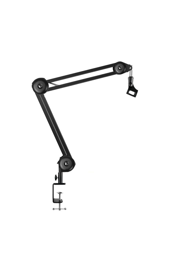 Generic - Boom Arm, Foldable Desktop Mic Boom Arm Fully Adjustable 360°Rotatable Microphone Arm Stand with Desk Mount Microphone Clip 3/8" - 5/8" Adapter for Blue Yeti Snowball HyperX QuadCast and more (Black) - Image 1