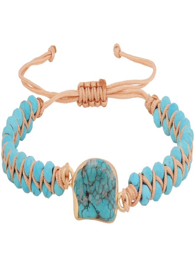 MINACHI Boho Double Wrap Bead Bracelet with Irregular Created Turquoise Pendant, Trendy Jewelry for Women - Image 1