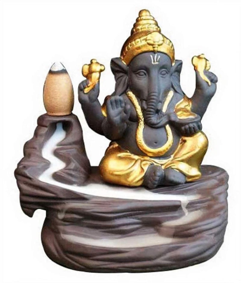 HEYOL Ganesh Dhoop Batti Holder Ganesh Dhoop Batti Stand Agarbatti Holder backflow Incense Burner India Scented backflow Cones Smoke Fountain backflow Incense Cones