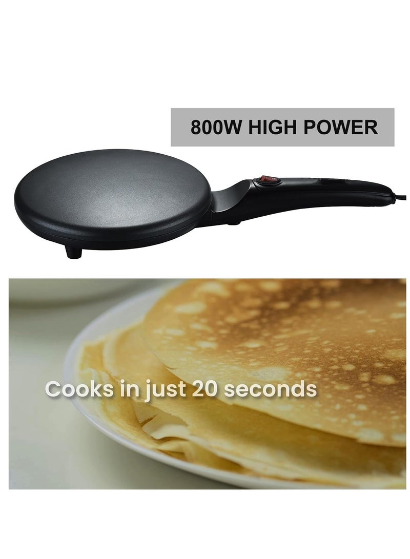 Denx Nalacal Non-Stick Electric Crepe Maker Machine Automatic Thermostat Control Long Handle Portable with Mixture Bowl Breakfast Maker for Pancakes, Blintzes, Chapatis, Tortillas - Image 2