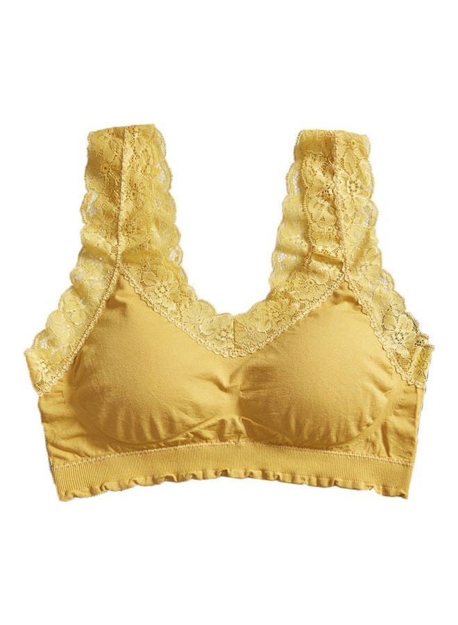 NIBEMINENT Seamless Bralette Padded Skin-Friendly Bra Yellow  - Image 1