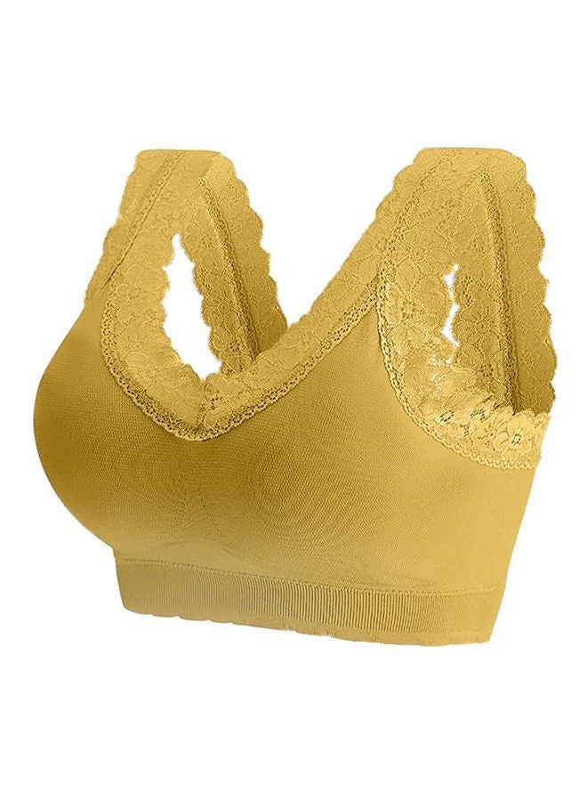 NIBEMINENT Seamless Bralette Padded Skin-Friendly Bra Yellow  - Image 3
