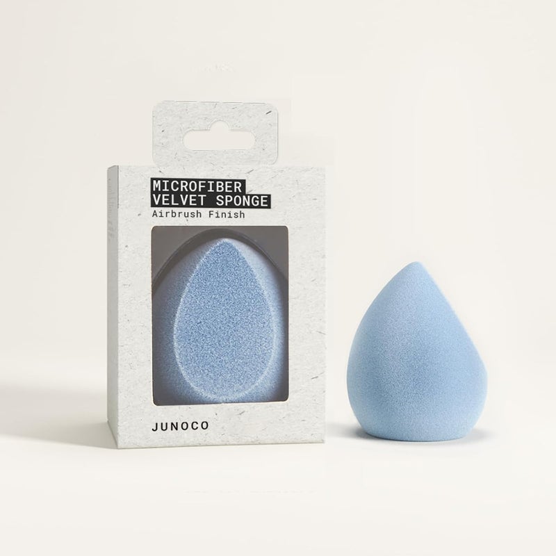 JUNO & Co. Microfiber Makeup Sponge, Dual Layer Technology for Full Coverage Flawless Makeup Blender for Foundation, Powder and Cream (Velvet Style and Blue Color) - Image 2