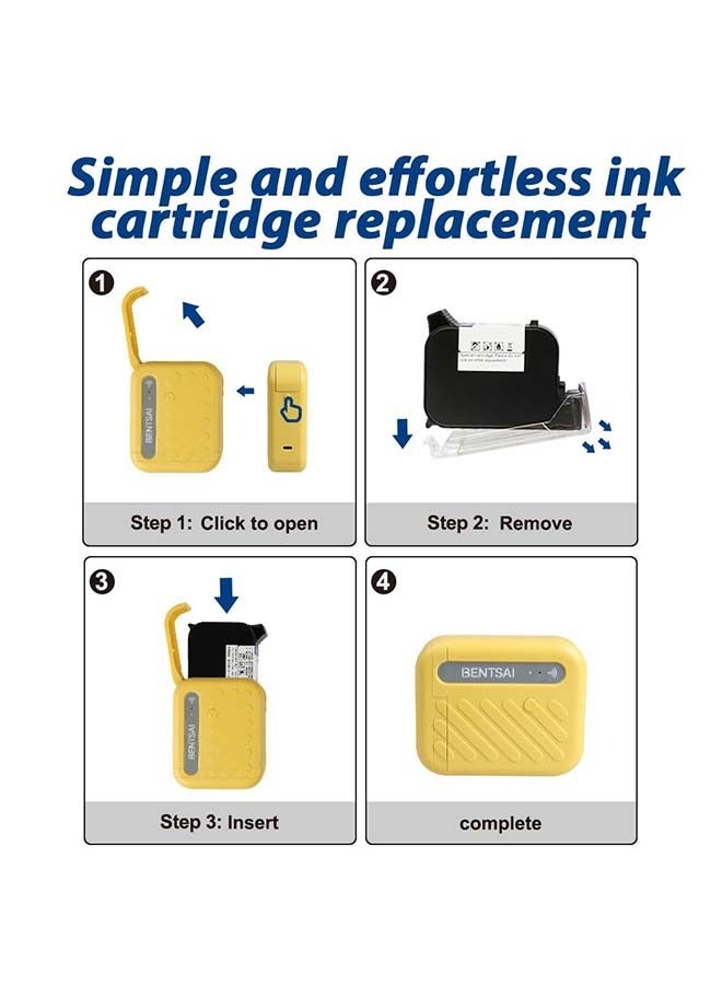 BENTSAI B10 Mini Handheld Printer Mobile Printer Code Printer Wirless WiFi Printer with iOS/Android APP (Black) for DIY Printing QR-Code Barcode Production Date Logo Batch Series Number