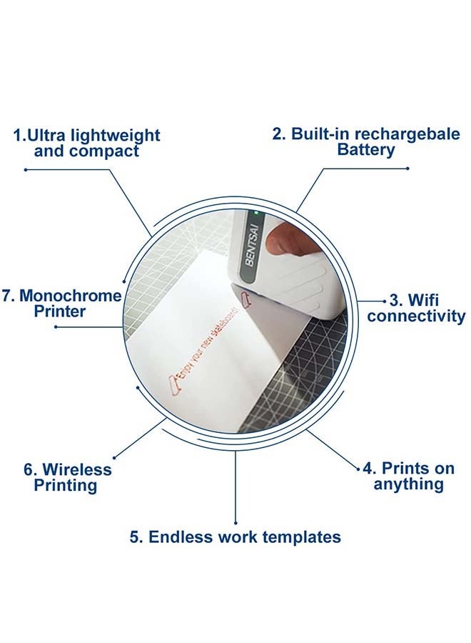 BENTSAI B10 Mini Handheld Printer Mobile Printer Code Printer Wirless WiFi Printer with iOS/Android APP (Black) for DIY Printing QR-Code Barcode Production Date Logo Batch Series Number