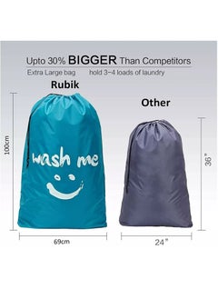 Rubik Wash Me Laundry Bag Extra Large Machine Washable Travel Dirty Clothes Storage Organizer Basket Drawstring Closure 100 x 69cm  - Image 3