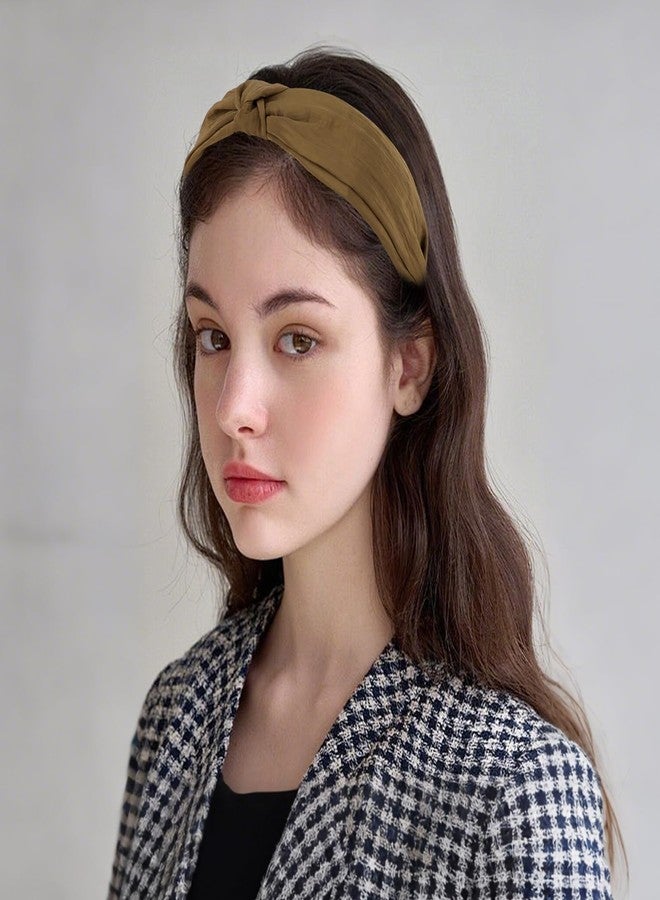 Curasa أربطة رأس CURASA مربوطة للنساء والفتيات 2PCS غير قابلة للانزلاق رباط شعر عُقدة علوية لطيف عريض أسود بني موضة زينة شعر ناعمة ملحقات شعر مريحة مرنة رأسية لليوغا - Image 3