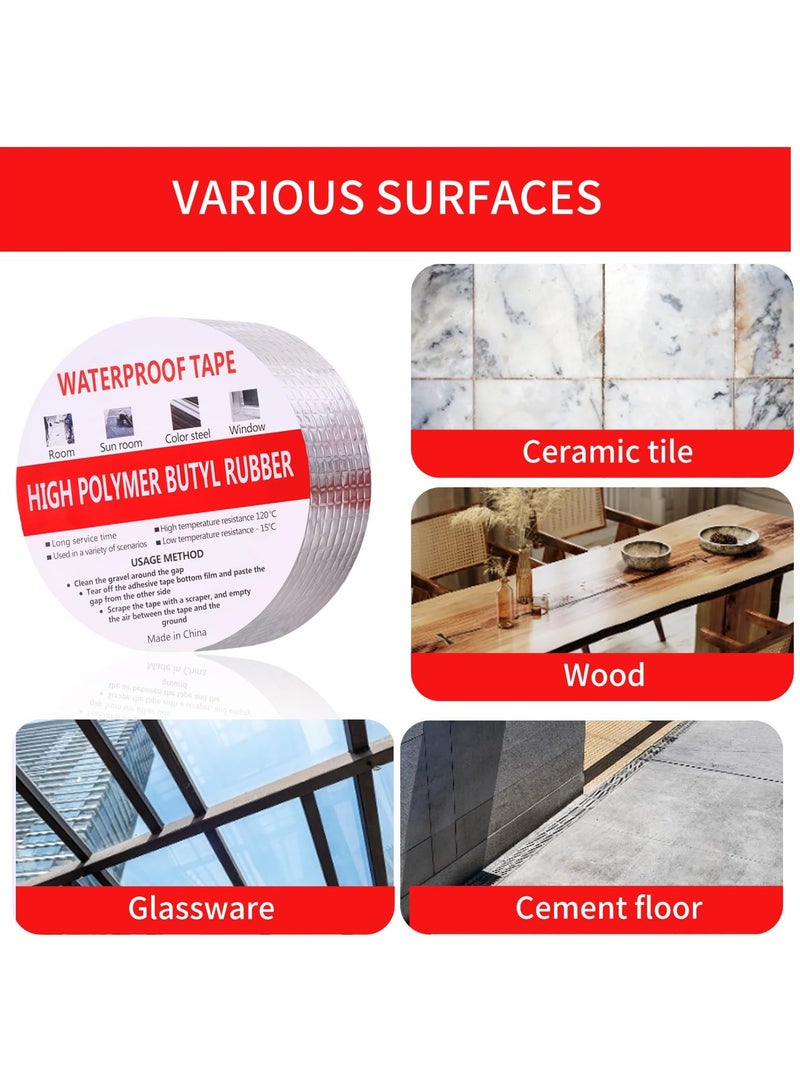 KASTWAVE Butyl Waterproof Fireproof Tape, 2 Rolls 2" X 16.4'L - Plumbers Tape and Aluminum Tape for RV Repair, Boat, Pipe Sealing, Window, Roof Leak Repair, PVC Ducts, Cement Floors - Image 4