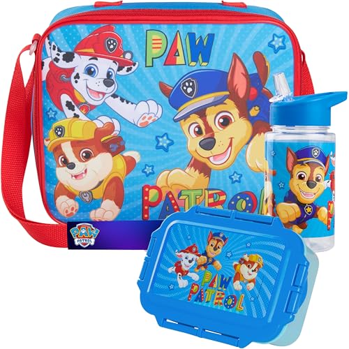 Get Trend Paw Patrol Water Bottle Lunch Box Lunch Bag Kids Set 3 Pcs Insulated Snack Bag for School Travel Gifts for Kids (Blue Paw Patrol) - Image 1