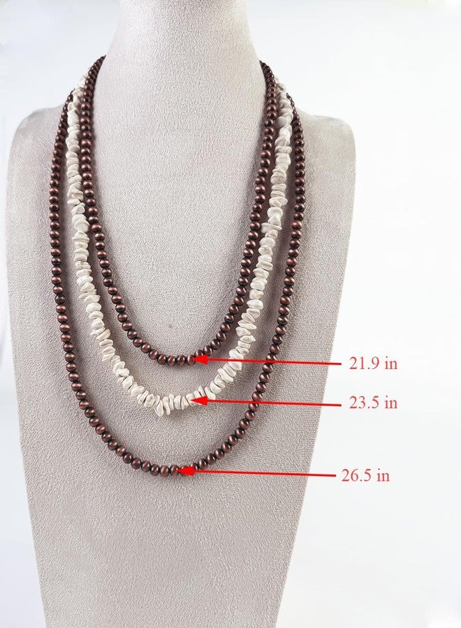 TOPACC Western Navajo Pearl Necklace Choker Native American Jewelry Turquoise Bronze Necklace Cowgirl Accessory for Women - Image 4