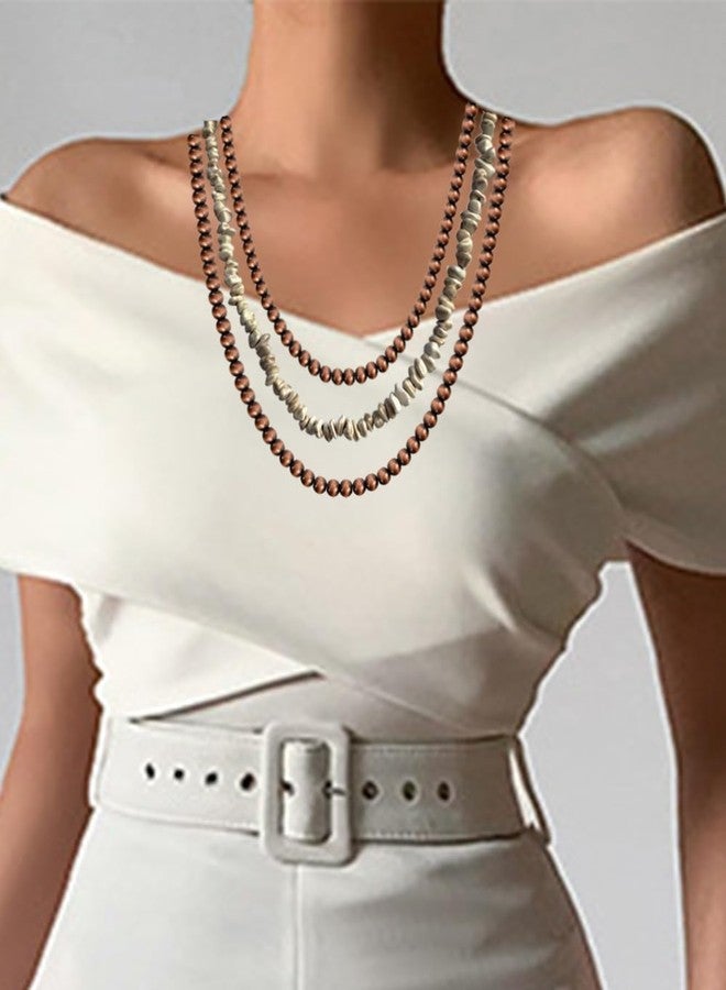 TOPACC Western Navajo Pearl Necklace Choker Native American Jewelry Turquoise Bronze Necklace Cowgirl Accessory for Women - Image 5
