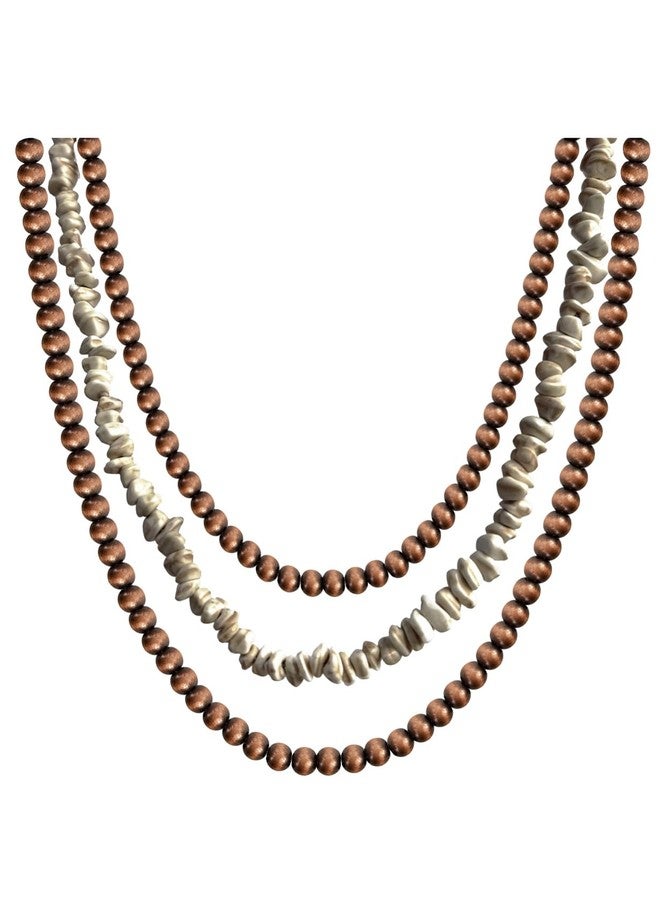 TOPACC Western Navajo Pearl Necklace Choker Native American Jewelry Turquoise Bronze Necklace Cowgirl Accessory for Women - Image 1
