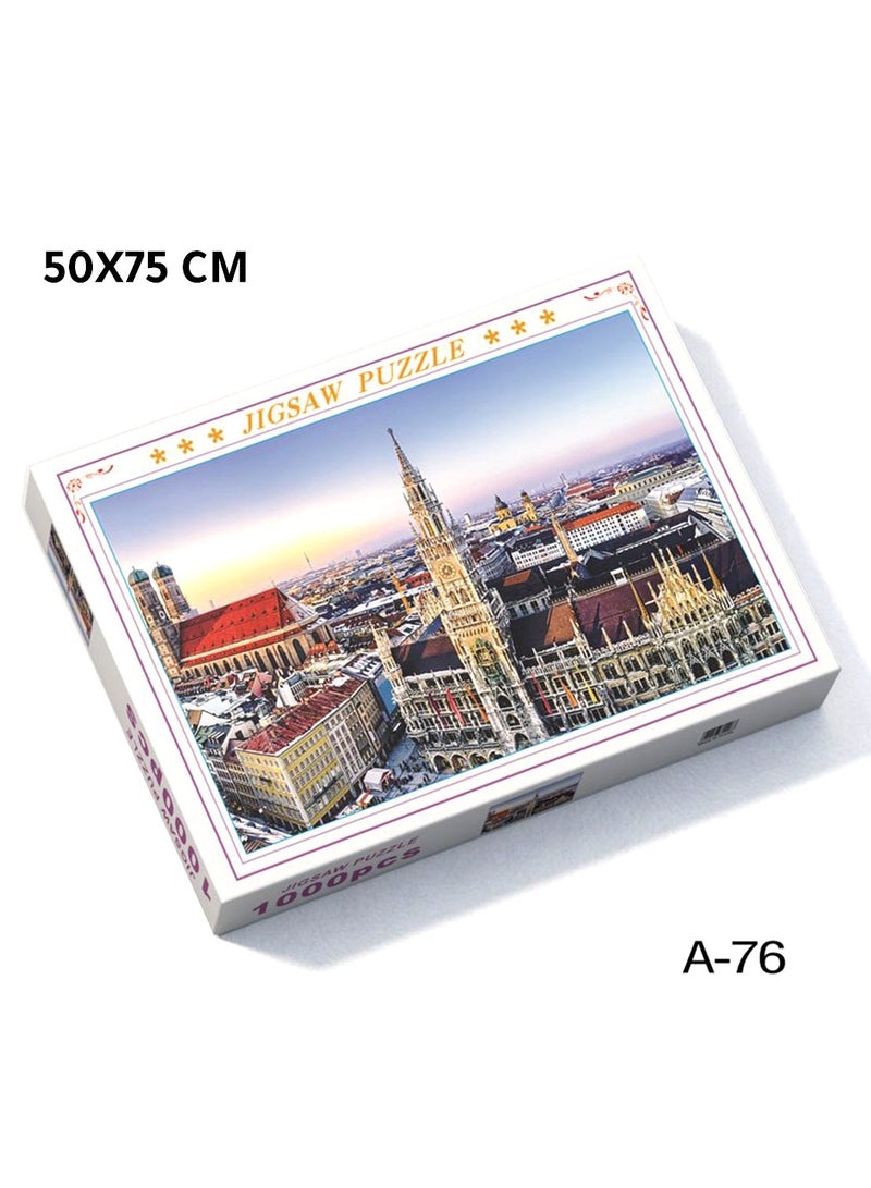 لغز تركيب فني مكون من 1000 قطعة للكبار والأطفال – لوحة نهائية 50×75 سم للزينة المنزلية وتنشيط الذهن