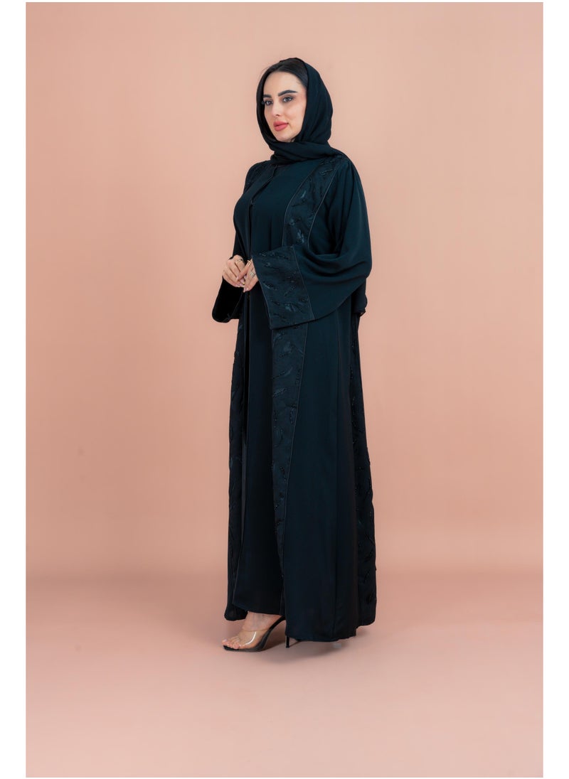 IKKXA Classic Abaya with Fine Handwork AIK153  - Image 3