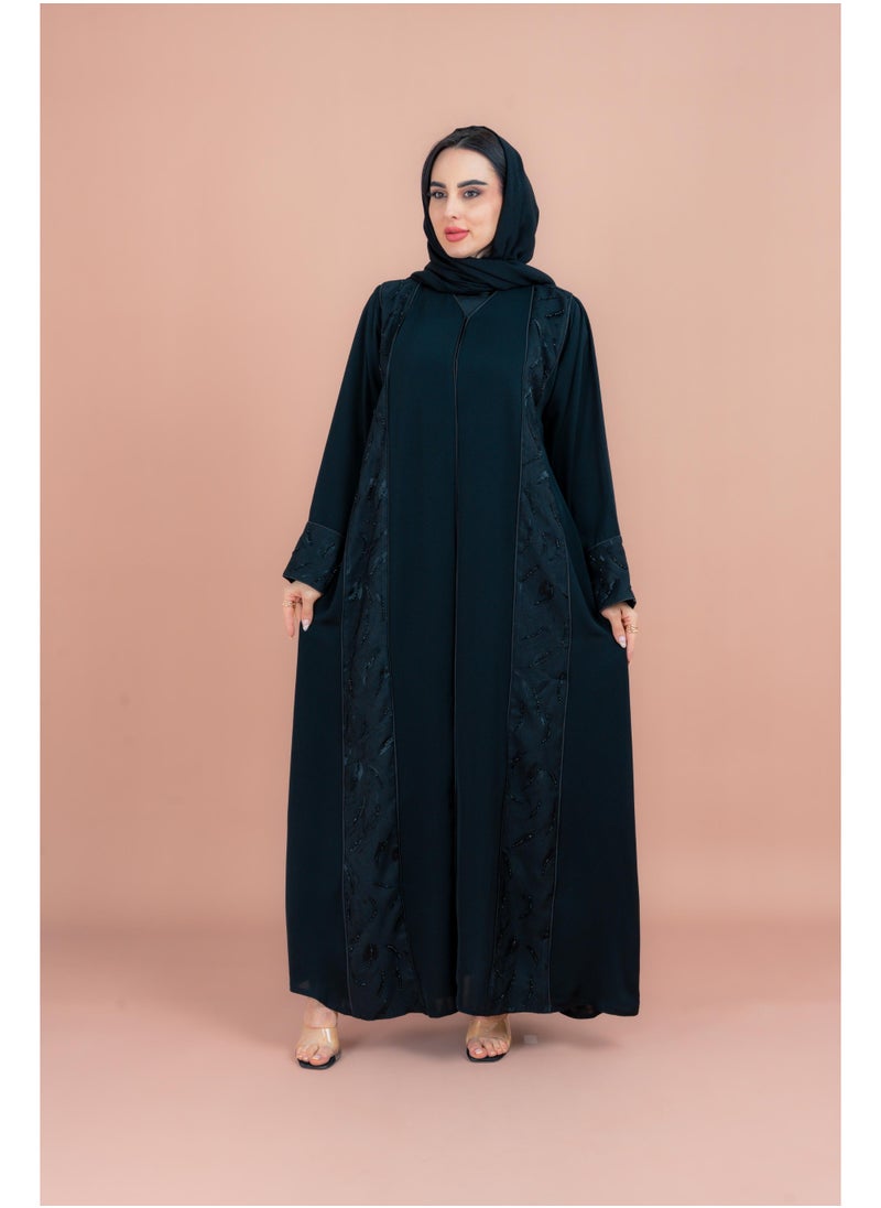 IKKXA Classic Abaya with Fine Handwork AIK153  - Image 1