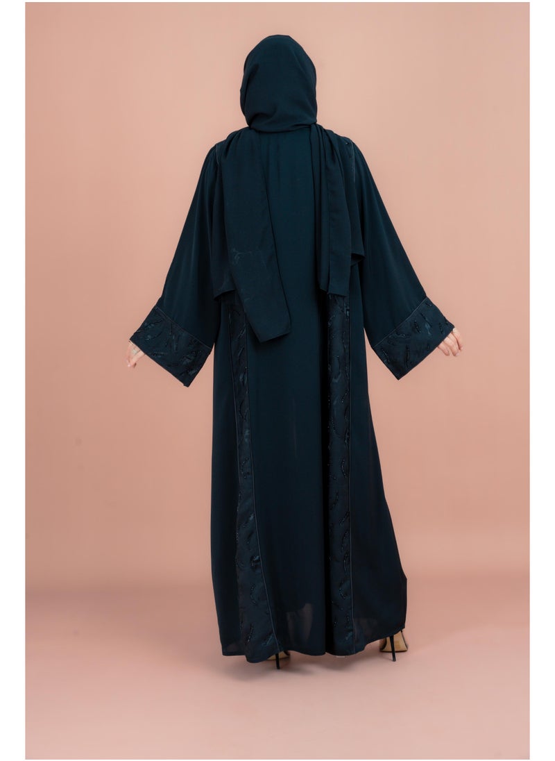 IKKXA Classic Abaya with Fine Handwork AIK153  - Image 2