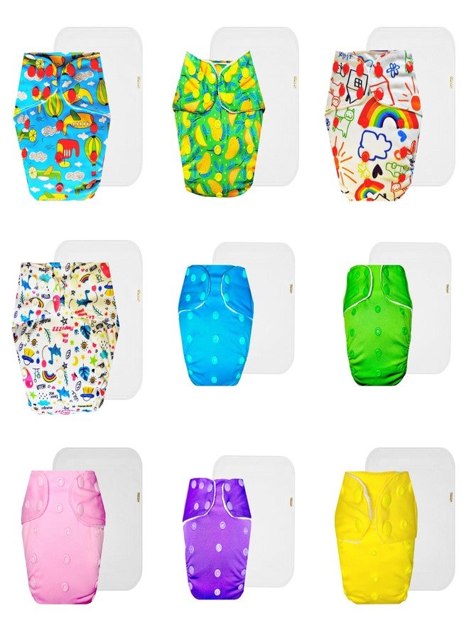 Dumbledo Premium Cloth Diaper with Cotton Insert (Pack of 9) | Dry Feel and Comfortable | Leakproof | Quick Dry | Perfect for Indian Summers | 3 Months - 3 Years | Unisex Baby - Image 1