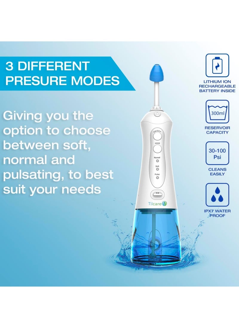 Tilcare - Sinus Rinse Kit Perfect Nasal Rinse Machine for Sinus & Allergy Relief - Electric Neti Pot for Nasal Irrigation That Will Cleanse Your stuffy Nose - Comes with a Towel and 30 Salt Packs - Image 1