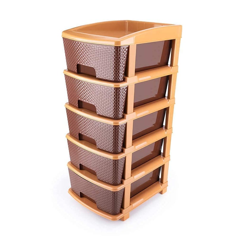 Rasvesh 5XL Plastic Modular Drawer System for Home Office Hospital Parlor School Doctors Home and Kids Product Dimension When assembeled 5XL Drawer Brown - Image 3