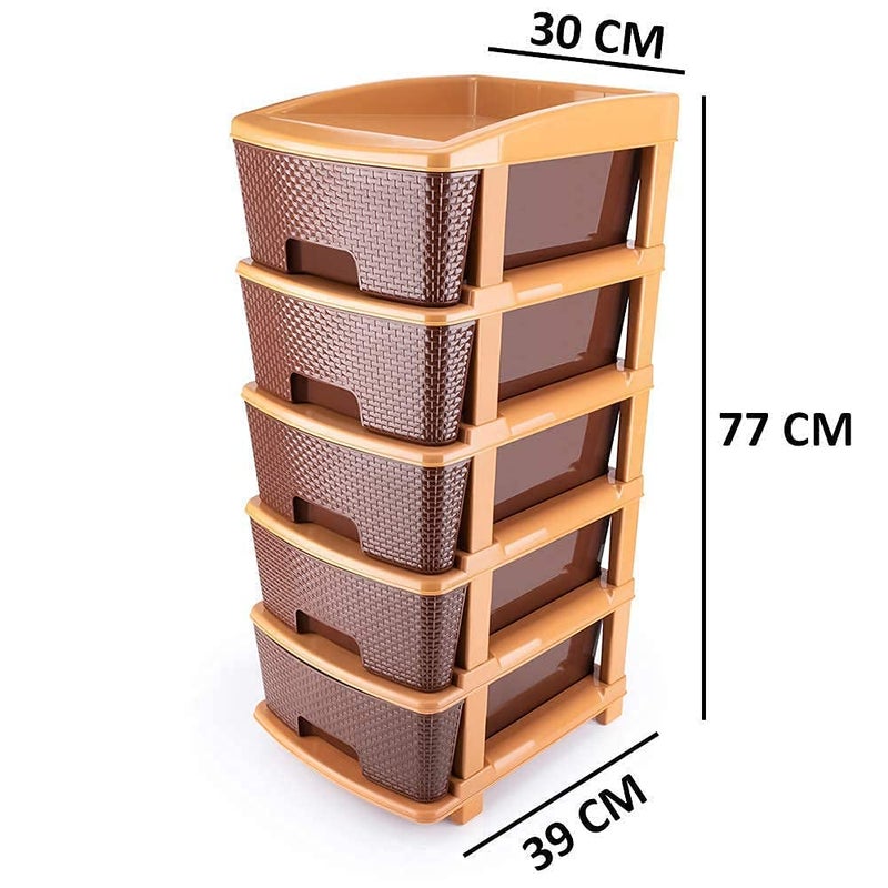 Rasvesh 5XL Plastic Modular Drawer System for Home Office Hospital Parlor School Doctors Home and Kids Product Dimension When assembeled 5XL Drawer Brown - Image 2