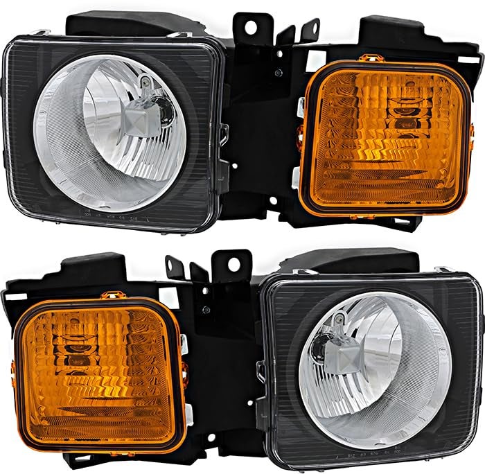 Compatible with Hummer H3 Headlights Lamps Set 2006 2007 2008 2009 2010 Halogen Driver and Passenger Side