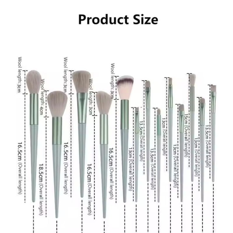 BIRZAR Professional Fix Plus 13pcs Makeup Brush Set Makeup Brushes Foundation Powder Eyeshadow Eyebrow Brush Set Celebrity Cosmetic Tool Brush with Green Bag Synthetic Kabuki Compatible Tool Kit - Image 4