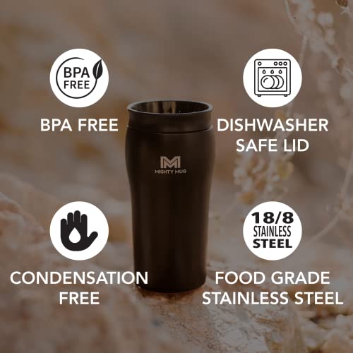 Mighty Mug | The Untippable Mug | Grips When Hit, Lifts for Sips | Insulated Stainless Steel Tumbler | Cupholder Friendly | Gifts for Women Men All | Leakproof | 4 Hours Hot/ 24 Cold | 12oz Black - Image 5
