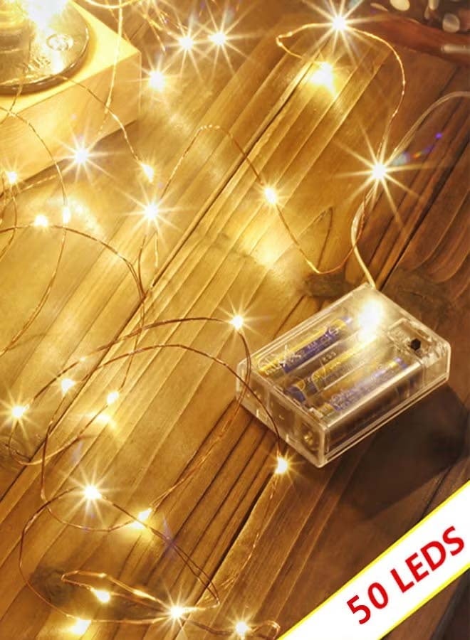 ViaKing 50 LED Waterproof Battery Operated Fairy Twinkle String Lights Yellow(5M 16 Ft ) - Image 2
