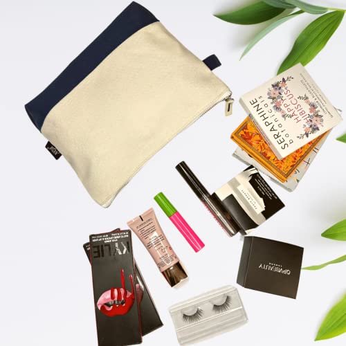 NGIL Jute/Canvas Large Travel DYI Cosmetic Bag Pouch for Women Multipurpose Travel Toiletry Pouch, Personalized Makeup Bag, Best Friend Gift, Bridesmaid Gift Ideas (Jute-Black) - Image 2